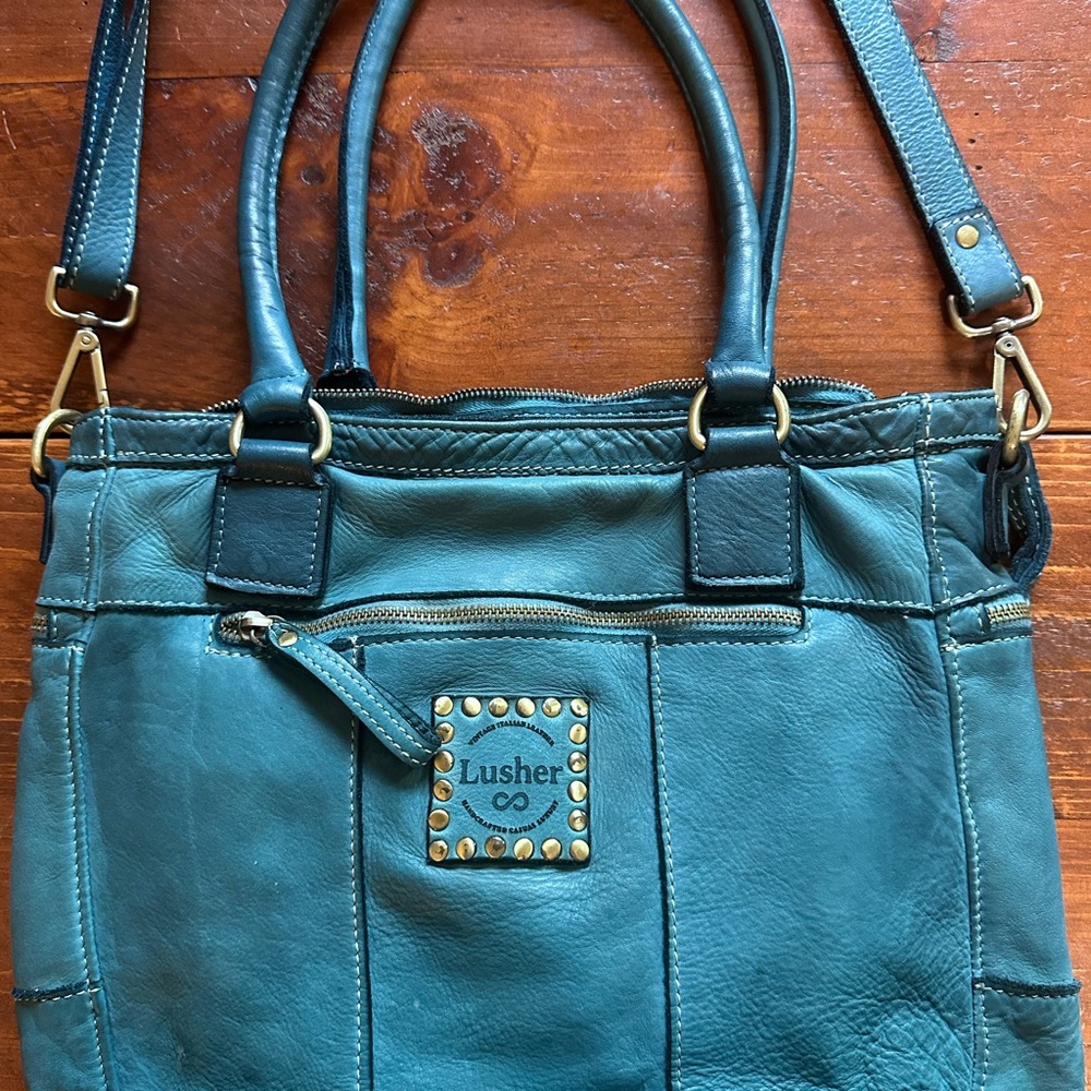 Usher Turquoise Leather Shoulder Bag
